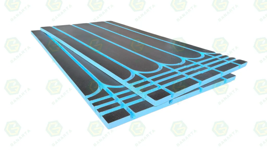 Blue XPS extruded underfloor heating insulation board with pre-cut grooves